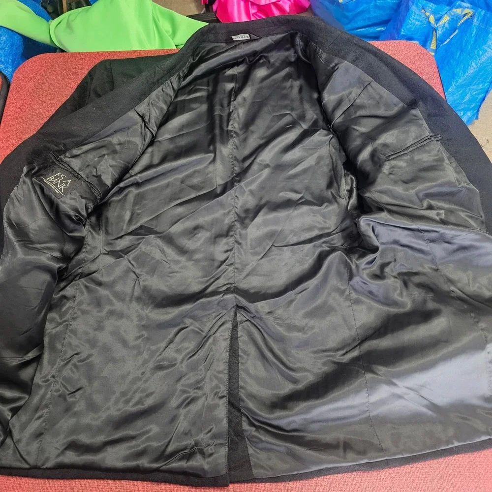 Jos‎ A Bank Pure Cashmere Black Blazer Jacket Sport Coat 50L 2 Button Office 90s